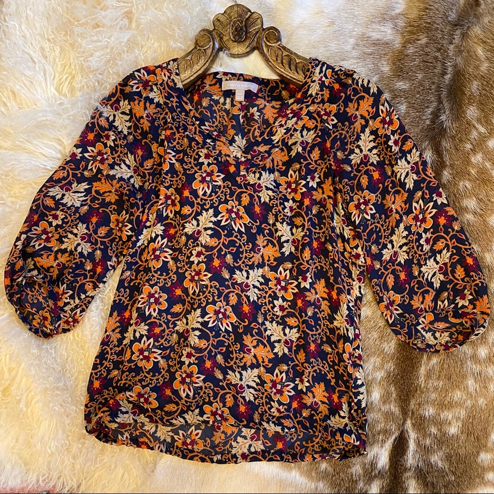 BANANA REPUBLIC Floral Balloon Sleeve Blouse